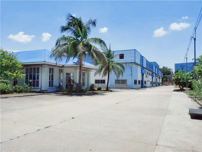 Industrial buildings with palm trees