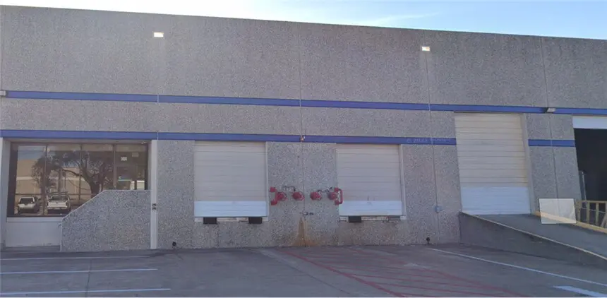 Large concrete warehouse facade