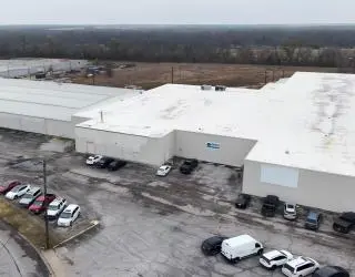 Factory exterior and parking lot