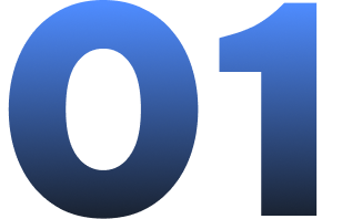 Stylized number 01 in blue gradient.