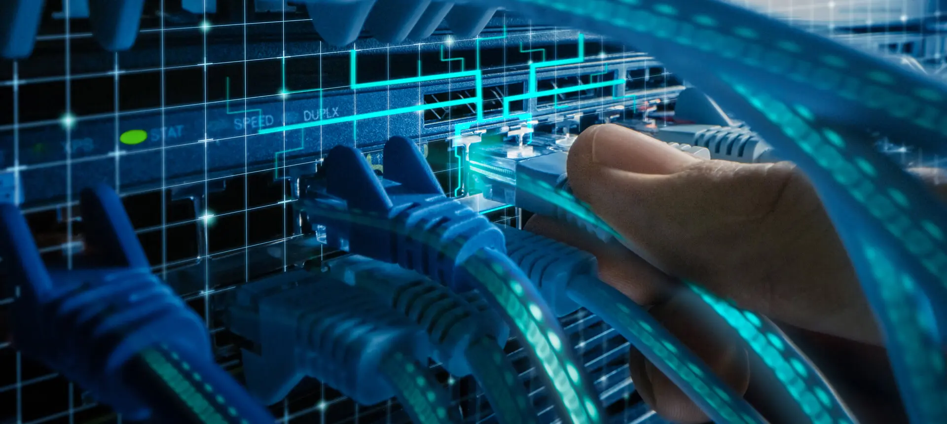 Connecting network cables in server room