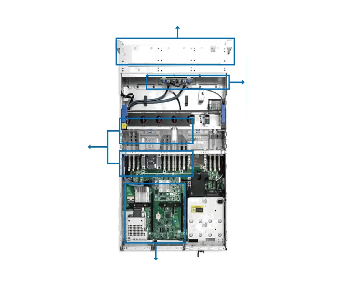 Computer server hardware layout and connections