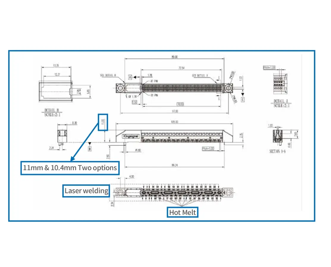 Technical drawing with dimensions and annotations