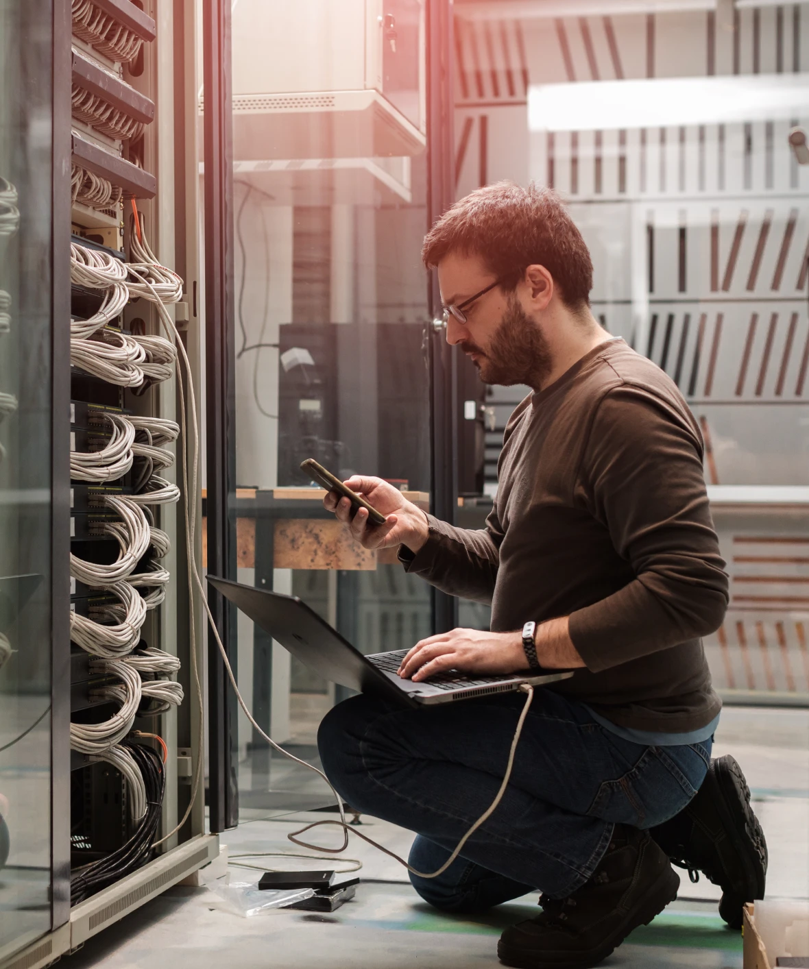IT professional checking server connections